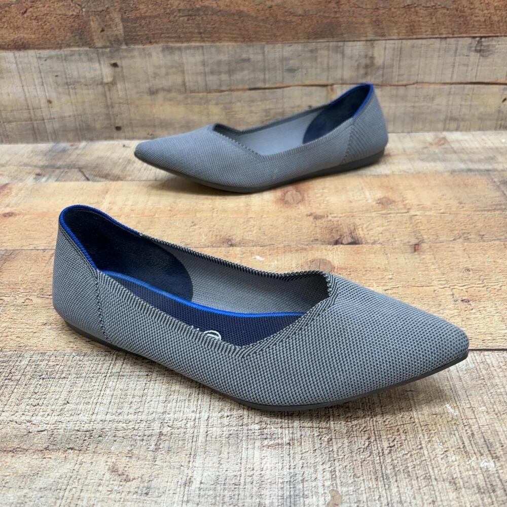 Rothy's The Point Flats Womens Size 10 41 Gray Knit Pointed Toe Casual Shoes
